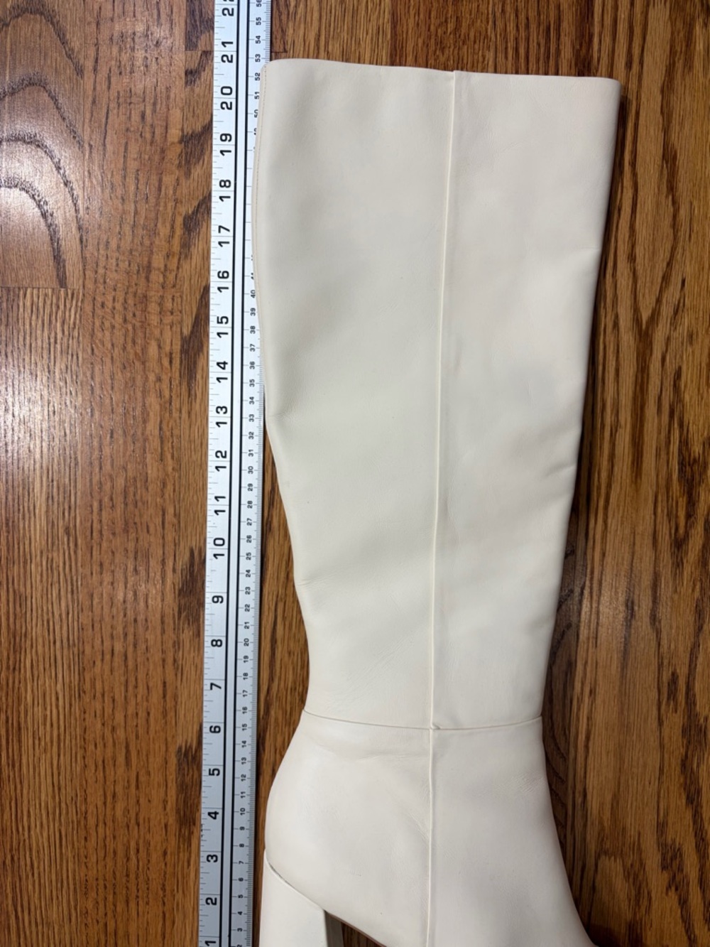 Sam Edelman Knee High 4" Block Heel Ivory Cream Leather Boots (10) - Picture 7 of 10